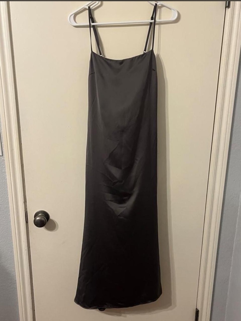 Camila Coelho Gray Satin Tie-Back Midi Dress - S